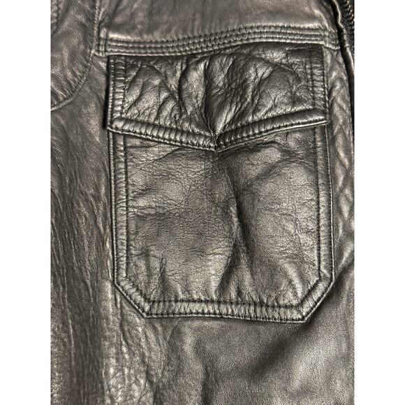Black Rivet Leather Jacket GIII Mens SMALL Bomber Removable Hood MSRP $600 - Picture 13 of 16